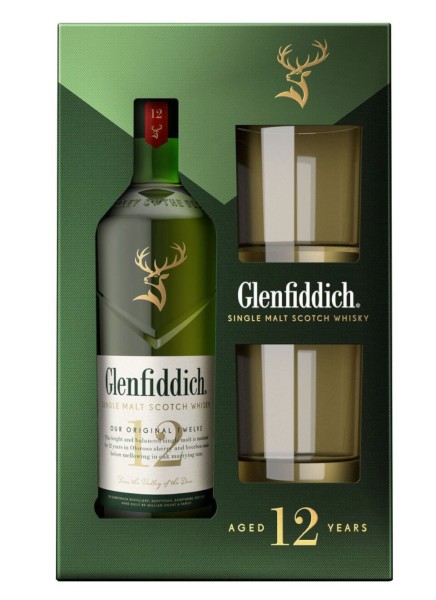 Glenfiddich 12 Years mit zwei Gläsern 0,7 L