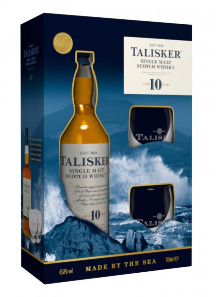 Talisker 10 Years Whisky Geschenkpackung mit 2 Gläsern 0,7 L