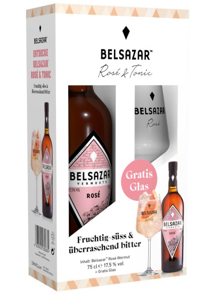 Belsazar Rosé Vermouth 0,75 L mit Glas