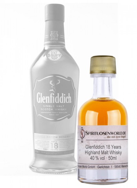 Glenfiddich 18 Years Whisky Tastingminiatur 0,05 L
