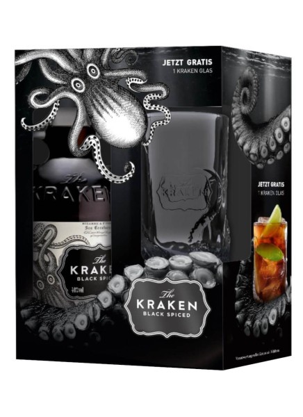 Kraken Black Spiced Rum mit Glas